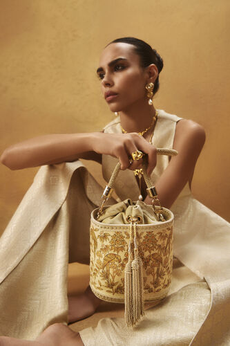 Pichhwai Bucket Bag - Canary Gold, Gold, image 5